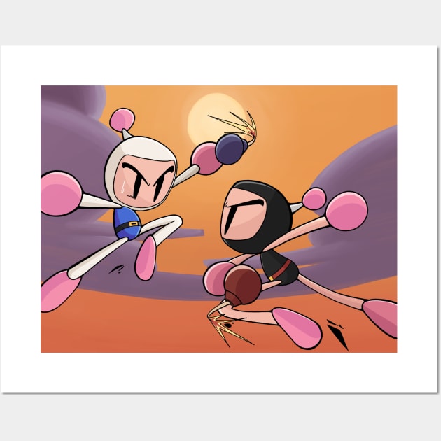 Bomberman: White & Black Wall Art by MORI.ENA